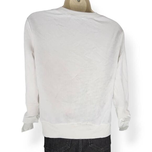 Gibson White Sweater with bow cuffs Petite Small - Picture 2 of 3